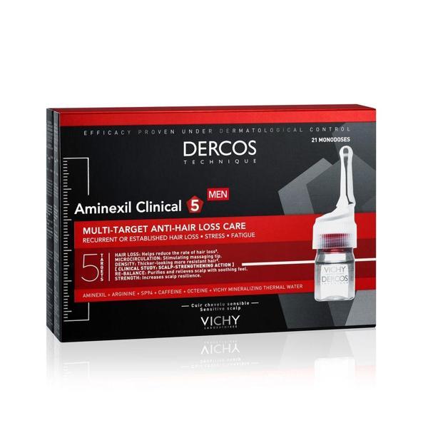 Dercos Aminexil Clinical 5 21x6ml - Erkekler için Saç Dökülmesine Karşı Serum - Image 1