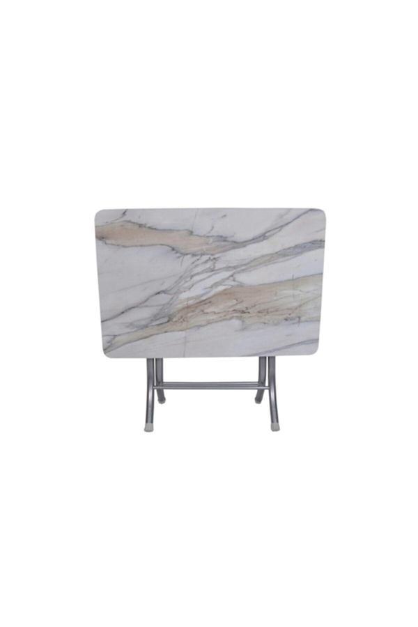 Tubix Mermer Desenli Katlanır Balkon Masası - 90X60 Cm - Image 1