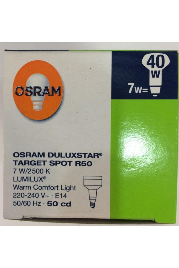 Osram R50 Spot Ampul - 7W=40W Sarı 2500 Kelvin Tasarruflu Lamba - E14 İnce Duylu - Image 1