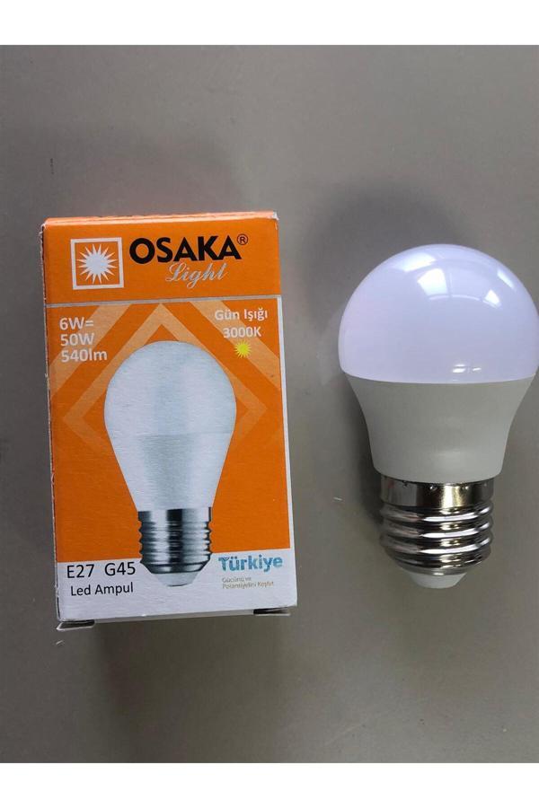 Osaka 10 Adet Osaka 6W=50W=540 Lümen E 14 Top Ampül 3000K Sarı 45Mmx75Mm - Image 1