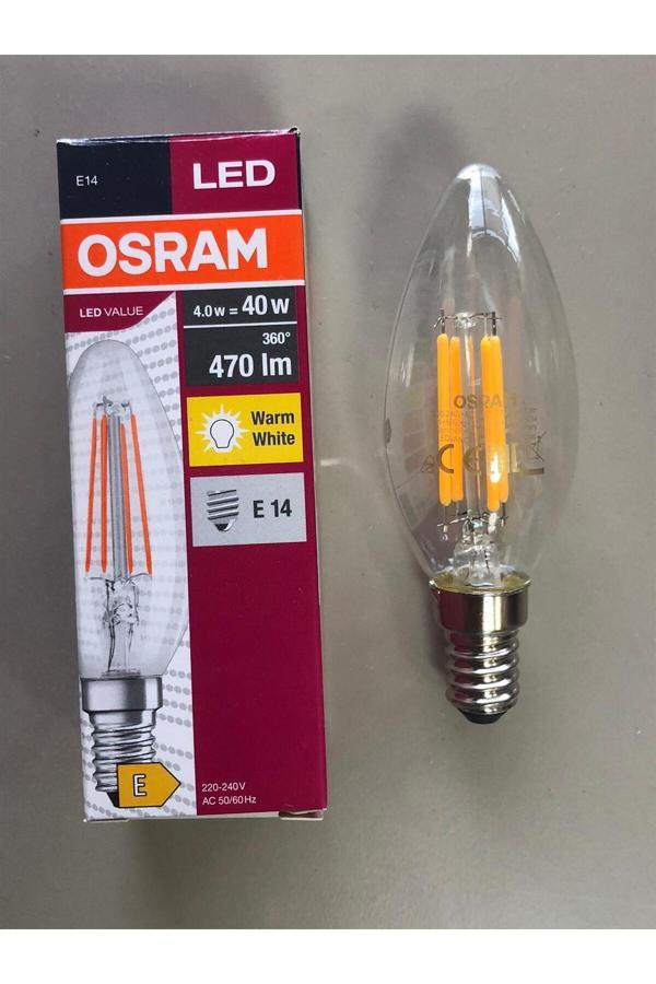 Osram 3 Adet Osram Rustik Led Lamba E14 4W=40W 470 Lümen 2700K Sarı - Image 1