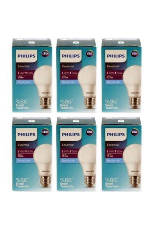 Philips Phılıps 8W Led Ampul Beyaz ( 6’Lı Paket) - Image 1