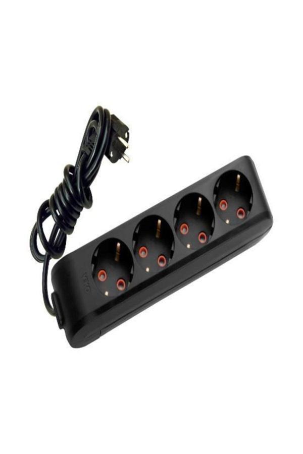 Viko Viko Siyah 2 Metre Topraklı Kablolu Multi-Let Dörtlü Priz (Vk-90133402) - Image 1