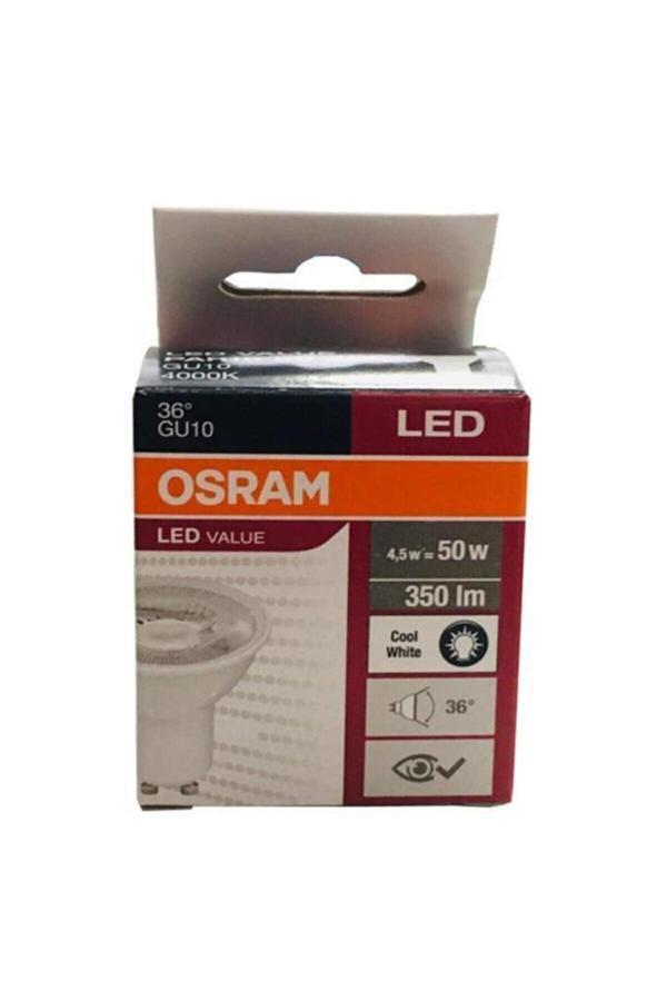 Osram 4,5W = 50W Ilık Beyaz Işık Led Spot Ampul 10 Adet 4000K - Image 1