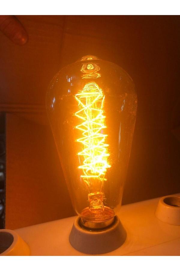 Mikasso Edison Bulb St 64 E 27 40W Dimmer Uyumlu Rustik Lamba Gün Işığı E27 Rustik Ampul 40 Watt Var Tekli - Image 1
