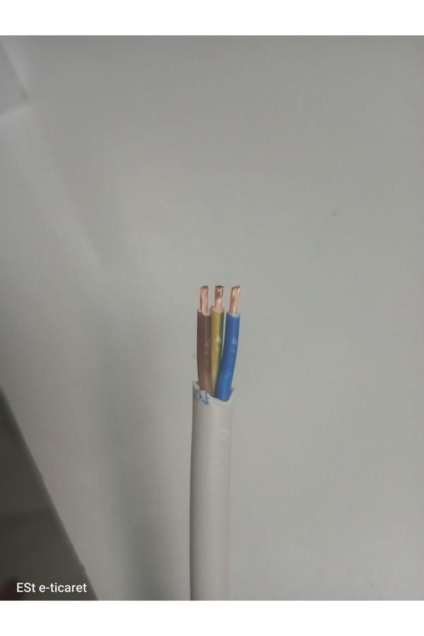 Öznur Kablo 10 Metre Elektrik Kablosu 3X1,5 Mm Ttr Kablo Beyaz Topraklı Kablo Beyaz Kablo Kaliteli - Image 1