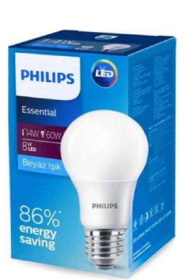 Philips (5168) Essential 8W Led E27 Beyaz X 12 Adet - Image 1