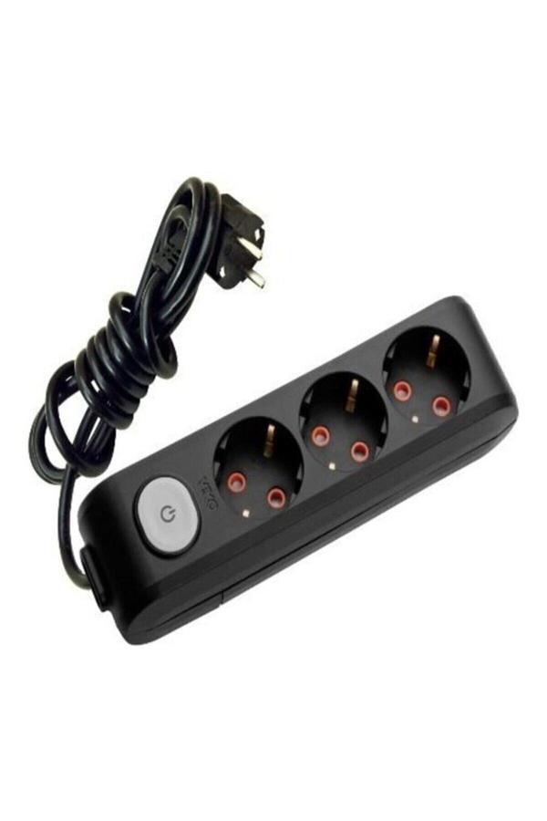 Viko Multi-Let 3 Lü Siyah Anahtarlı Grup Priz 2Mt - Image 1