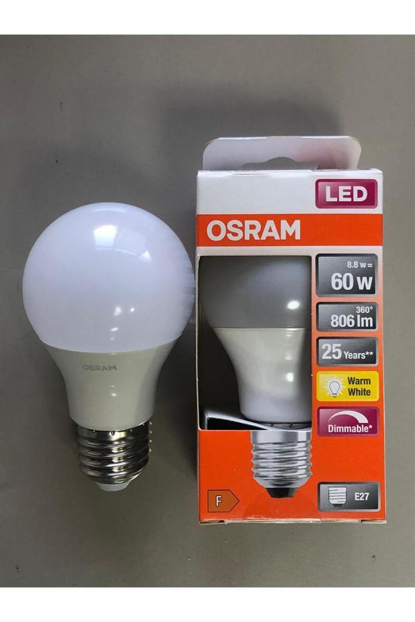 Osram 3 Adet Osram E27 Dimli Led Lamba 8,8W=60W 806 Lümen  2700Kelvin Sarı  25000 Saat - Image 1