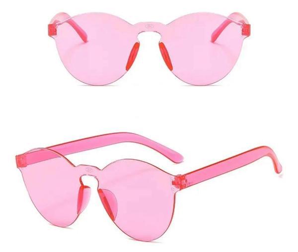 Sert Mika Oval Şekilli Çerçevesiz Pembe Gözlük Retro Parti 5x14 Cm - Image 1
