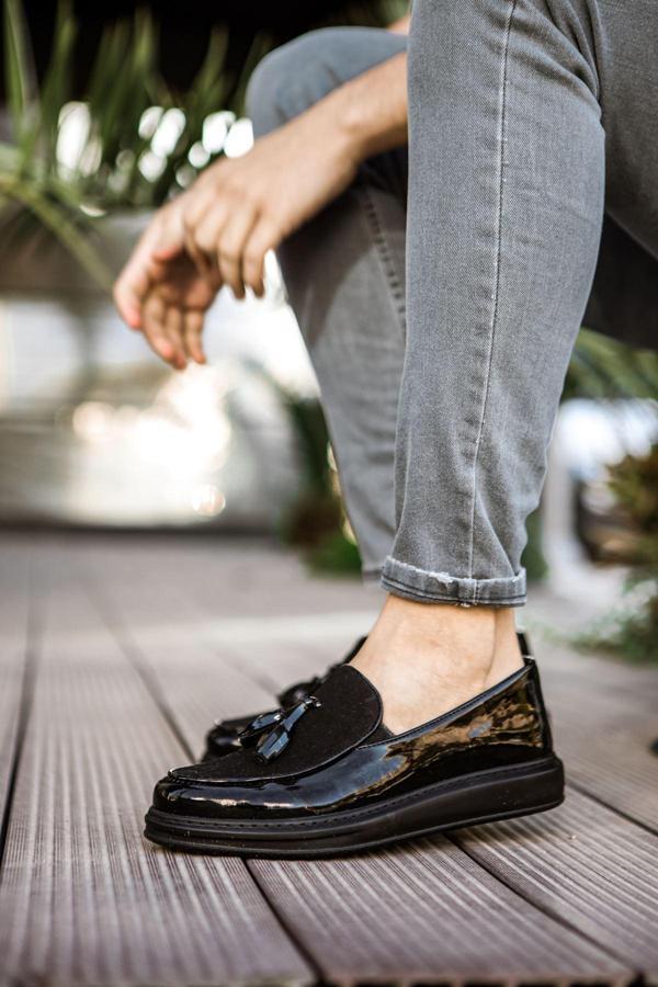 MN002 - RST Loafer Verniciata Erkek Ayakkabı SIYAH - Image 1