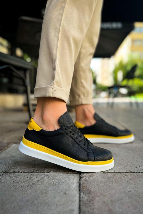 MN979 - Santoni GBT Spor Erkek Ayakkabı SIYAH/SARI - Image 1