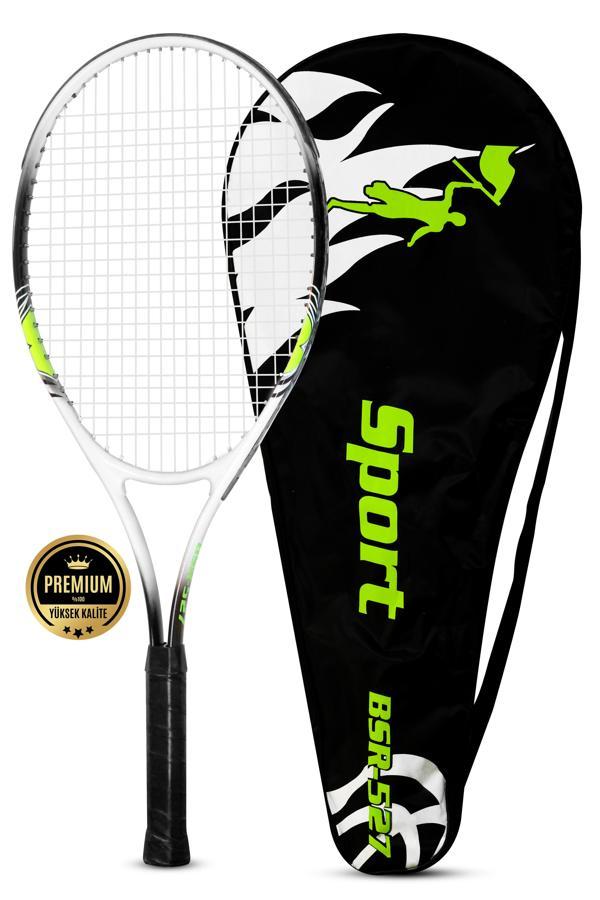 Deluxe 27 İnç Tenis Raketi Çantalı Yetişkin Tennis Racket L2 Grip 68 cm Neon Sarı 527 - Image 1