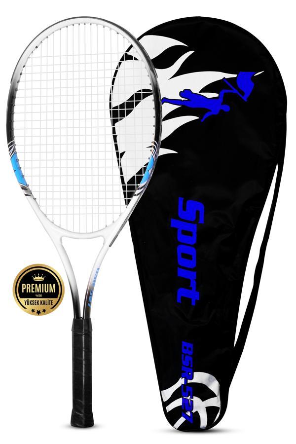 Deluxe 27 İnç Tenis Raketi Çantalı Yetişkin Tennis Racket L2 Grip 68 cm Mavi 527 - Image 1