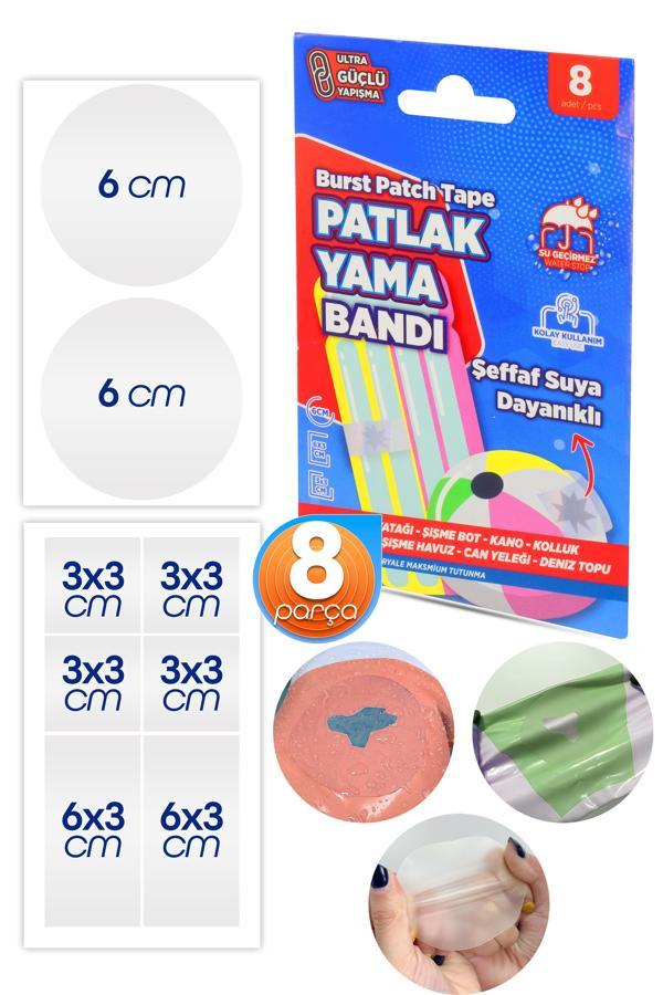 8li Patlak Yama Tamir Bandı Şişme Yüzme Simidi Kolluk Bot Top Pilates Simit Çadır Yağmurluk Yaması - Image 1
