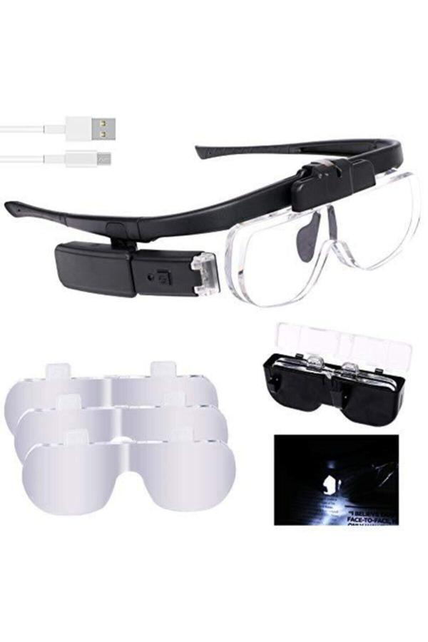 Lenscape Şarjlı Işıklı 3 Lensli Gözlük Büyüteç - Image 1
