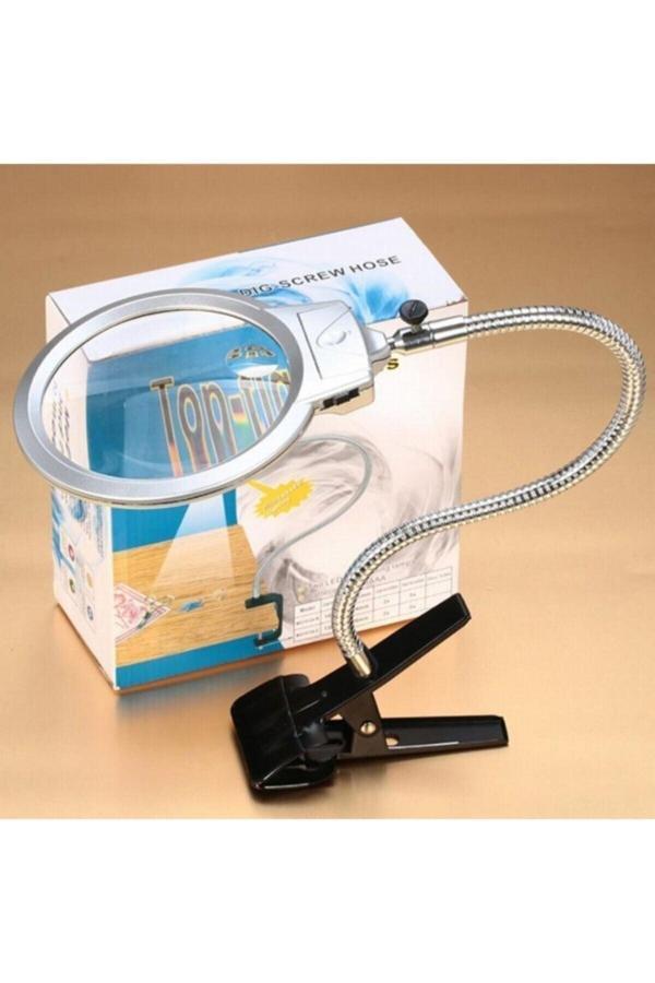Lenscape Klip Masa Üstü Işıklı Büyüteç Klipsli Okuma Metal Hortum Led - Image 1