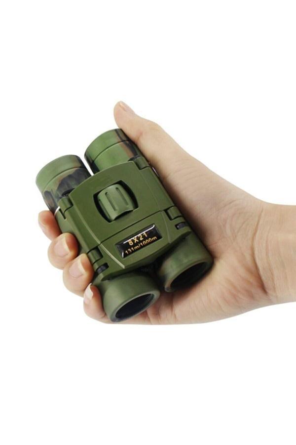 Lenscape 8X21 Kauçuk Kaplama Askeri Renk Cep Boy Mini Dürbün - Image 1