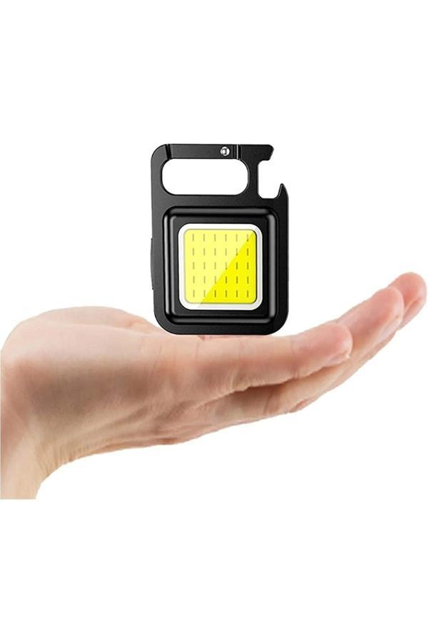 Lenscape Led Anahtarlıklı El Feneri Şişe Açacağı Usb’Li Şarj Edilebilir Cep Boy Cob Led Mıknatıslı 4Işık Mod - Image 1