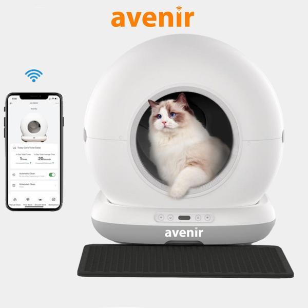 AV-CB02W Otomatik Akıllı Kedi Tuvaleti Paspas Hediyeli App Kontrol 75L Hazne - Image 1
