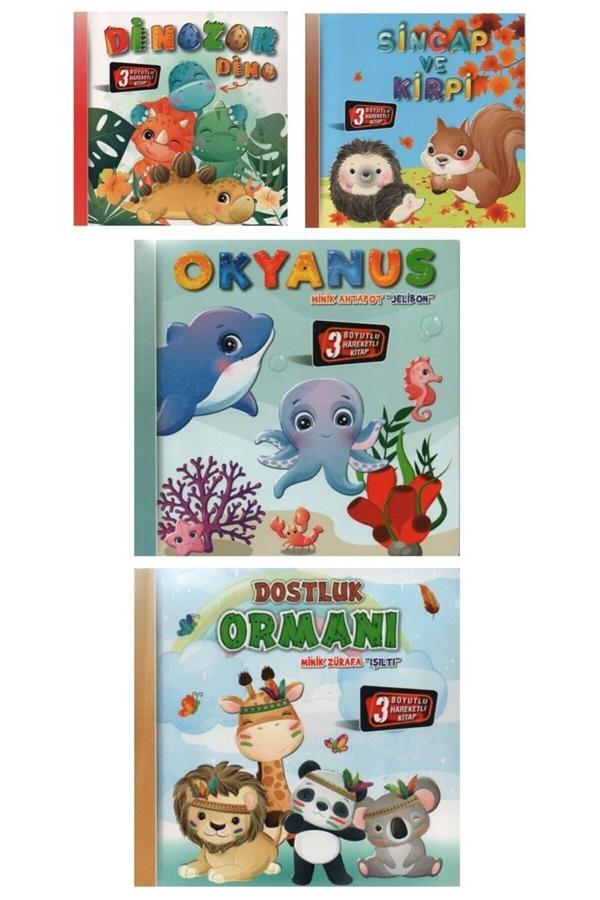 0-3 Yaş Çocuklar Için 3 Boyutlu Hareketli Kitaplar Ilk Karton Kitaplar 4 Kitap Set - Image 1