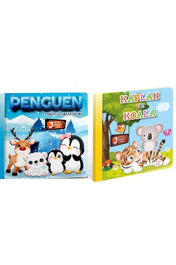 3 Boyutlu Hareketli Kitap Penguen,kaplan Ve Koala 2li Set,pop-up Kitap - Image 1