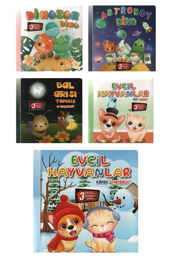 0-3 Yaş Çocuklar İçin 3 Boyutlu Hareketli Kitaplar İlk Karton Kitaplar 5 Kitap Set - Image 1