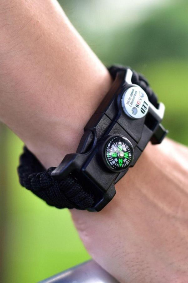 Lenscape Paracord Survival 19 İn 1 Led Işıklı Bileklik 🧭🔥💡 - Image 1