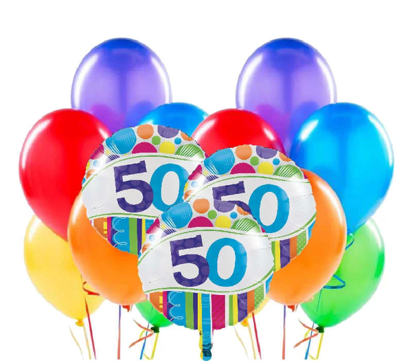 50 Yaş Rengarenk Balon Demeti 23 Adet - Image 1