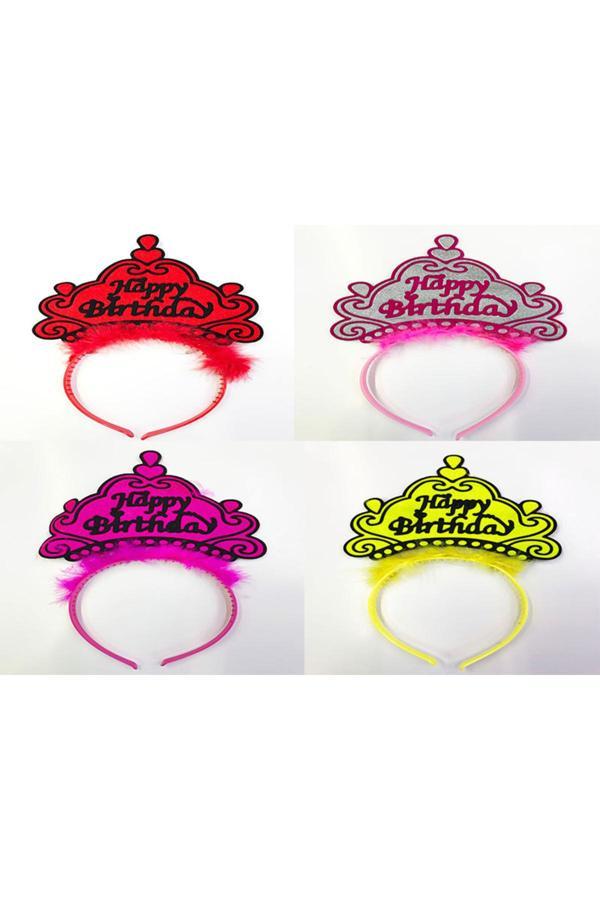 Asil Acar Home Happy Birthday Yazılı Neon Renk Taç 12 Adet - Image 1