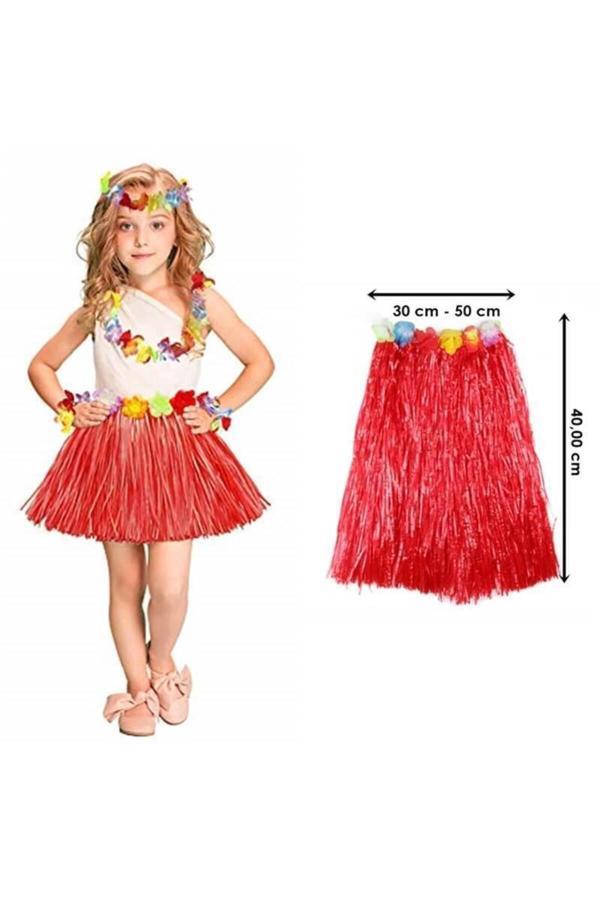 Asil Acar Home Hawaii Hula Eteği Kırmızı Renk 40 Cm - Image 1
