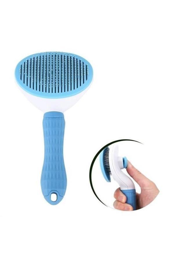 Asil Acar Home Kedi Köpek Tüy Toplayıcı Kendini Temizleyebilen Ergonomik Saplı Evcil Hayvan Tarağı Mavi - Image 1
