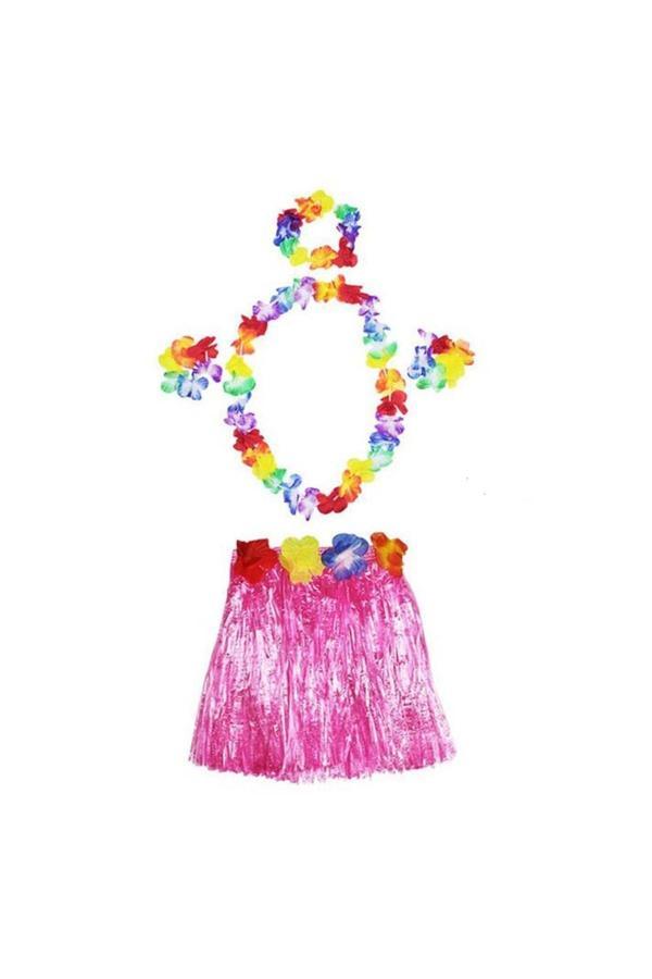 Asil Acar Home Hawaii Kolye Etek Taç Ve Bileklik Seti Pembe - Image 1