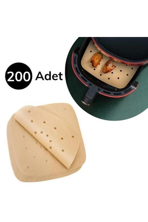 Asil Acar Home 200 Adet Air Fryer Pişirme Kağıdı Tek Kullanımlık Pişirme Kağıdı Delikli Kare Model - Image 1