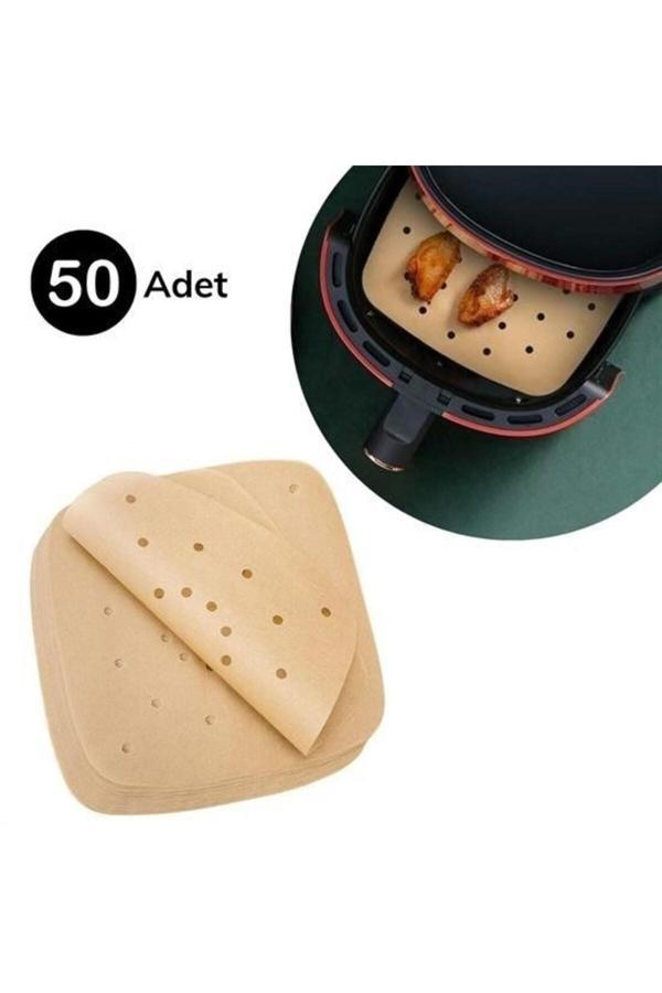 Asil Acar Home 50 Adet Air Fryer Pişirme Kağıdı Tek Kullanımlık Hava Fritöz Yapışmaz Yağlı Kağıt Delikli Model - Image 1