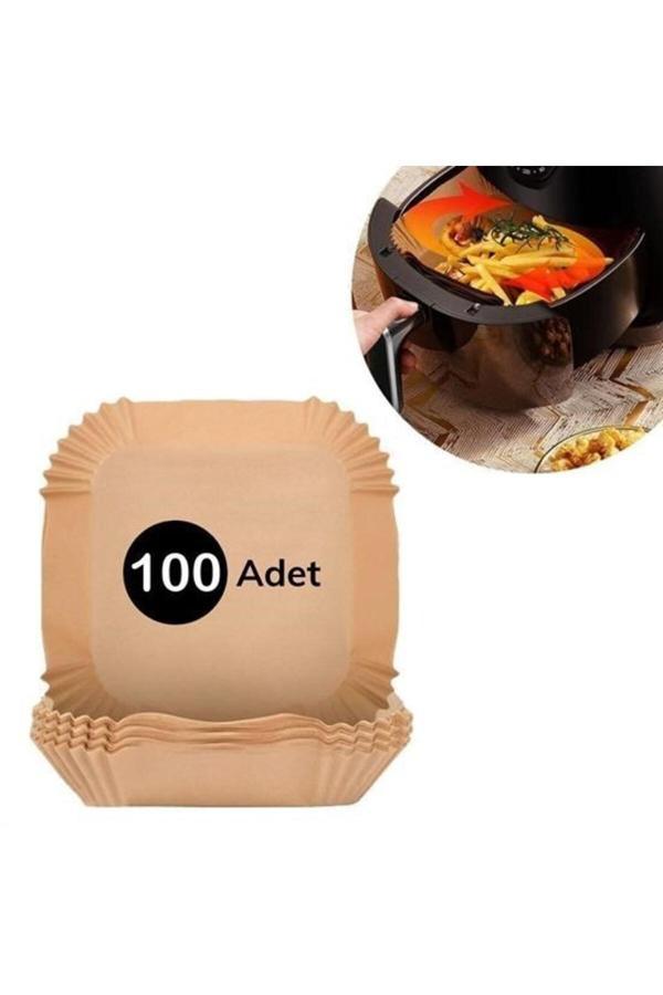 Asil Acar Home 100 Adet Air Fryer Pişirme Kağıdı Tek Kullanımlık Gıda Yağlı Kağıdı Kare Tabak Model - Image 1
