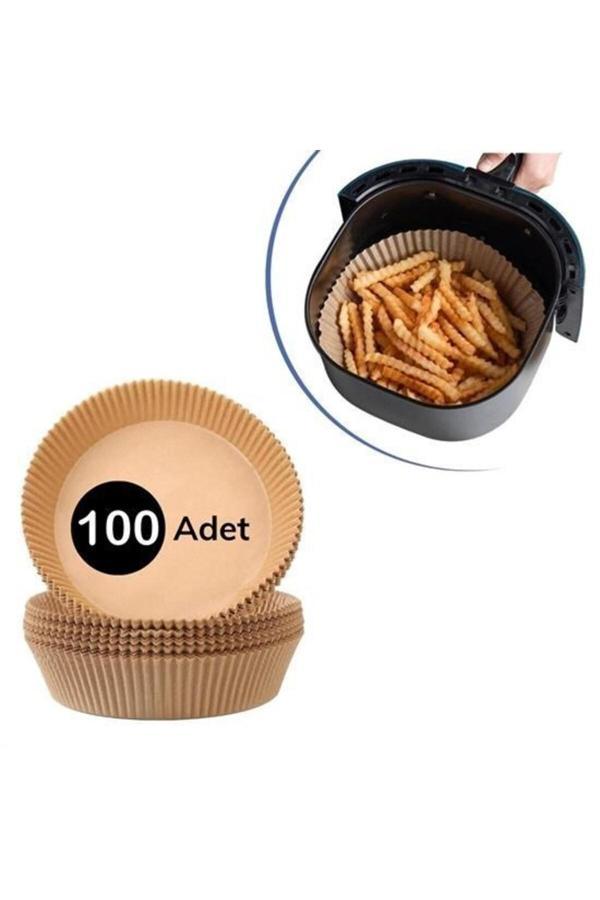Asil Acar Home Buffer®100 Adet Air Fryer Pişirme Kağıdı Tek Kullanımlık Yağlı Kağıdı Yuvarlak Tabak Model - Image 1