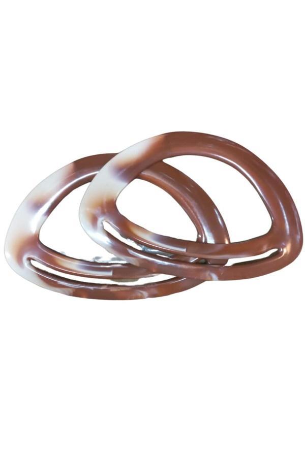 Asil Acar Home Çanta Sapı Oval Kahverengi-Beyaz 18 Cm - Image 1