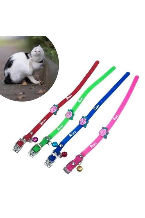 Asil Acar Home Çıngıraklı Zilli Sevimli Renkli Slikon Kedi Köpek Boyun Tasması - Image 1