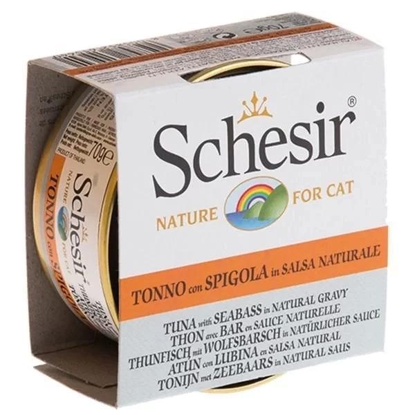 Schesir Ton Balık ve Levrekli Naturel Konserve Kedi Maması 70 Gr - Image 1