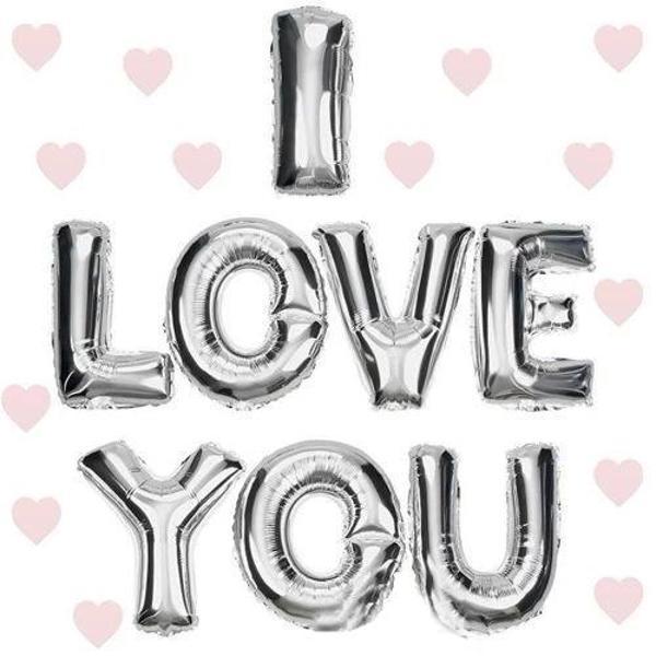 I Love You Folyo Balon Gümüş Renk 35 Cm - Image 1