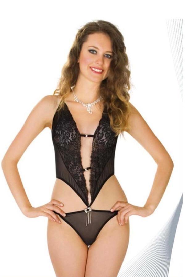 Siyah Dantelli Bodysuit - 920 - Image 1