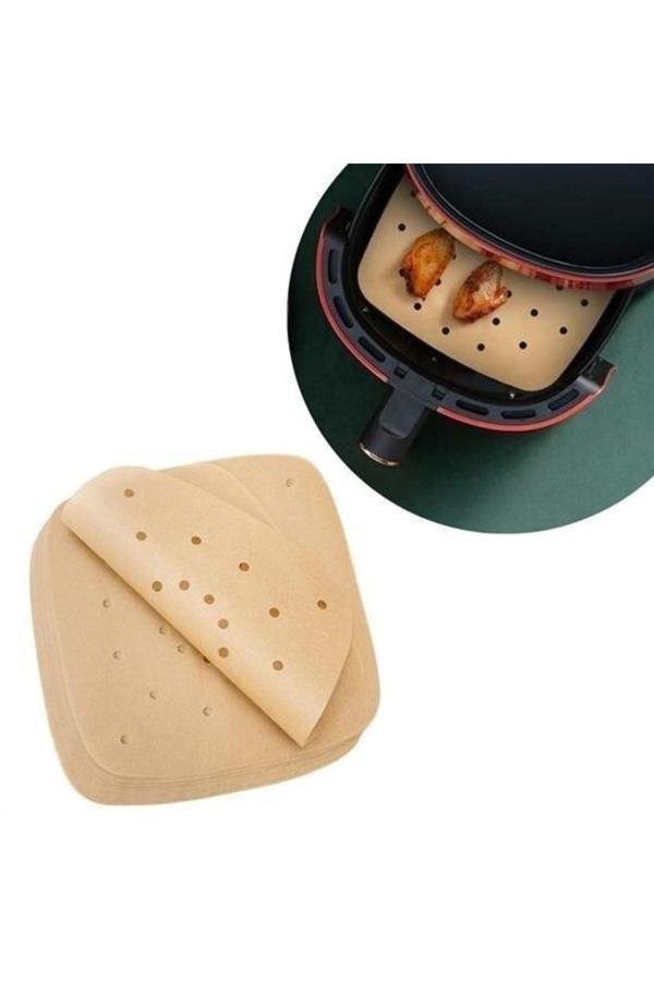Asil Acar Home 100 Adet Air Fryer Pişirme Kağıdı Tek Kullanımlık Hava Fritöz Yapışmaz Yağlı Kağıt Delikli Model - Image 1