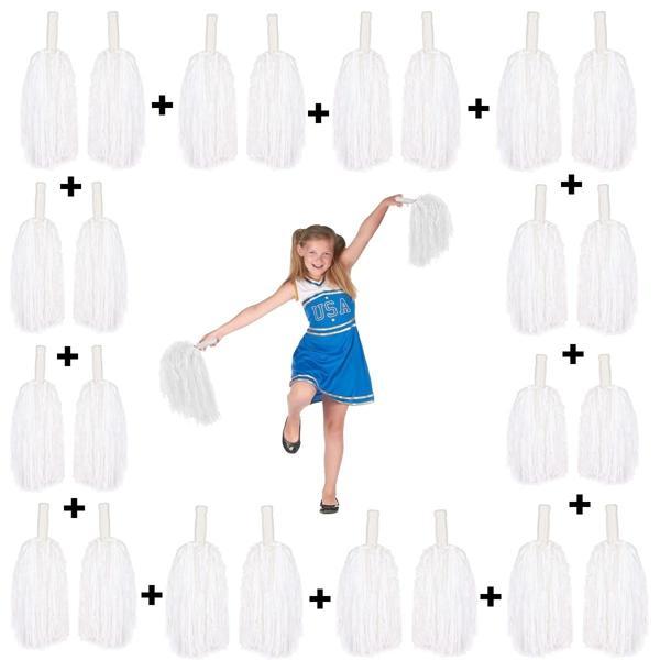 12 Çift ( 24 Adet ) Beyaz Renk 23 Nisan 19 Mayıs 29 Ekim Okul Gösteri Ponponları - Image 1