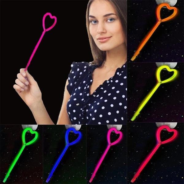 Karanlıkta Yanan Glow  Partisi Kalp Şekilli Asa Sopa 6 Renk 6 Adet - Image 1