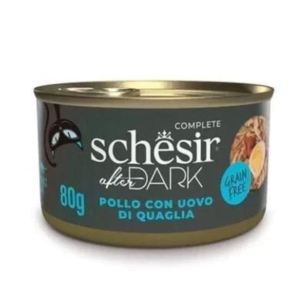 Schesir After Dark Et Suyu içinde Tavuklu ve Bıldırcın Yumurtalı Yetişkin Kedi Konservesi 80 Gr - Image 1