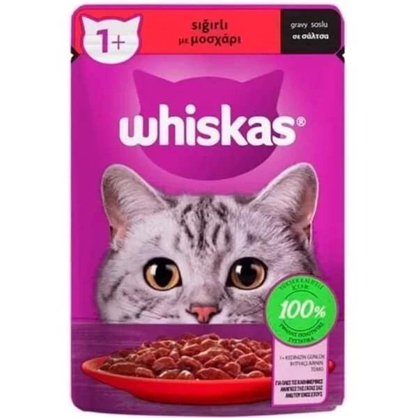 Whiskas Pouch Sos İçerisinde Sığır Etli Yetişkin Konserve Kedi Maması 85 Gr - Image 1