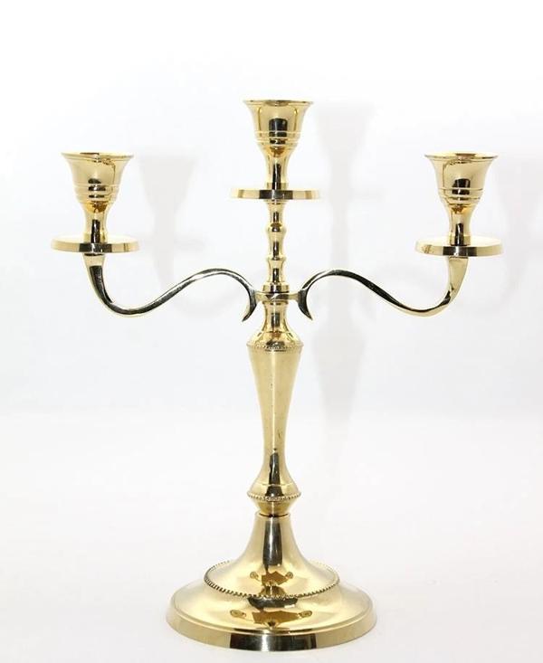 Pirinç 3'lü Şamdan 4612 - Image 1