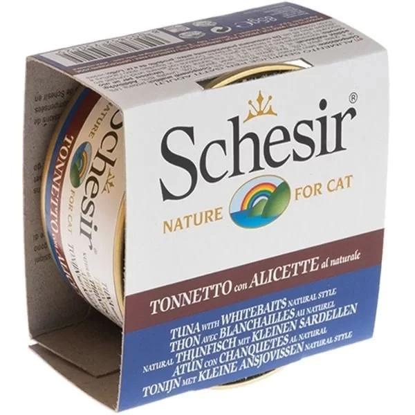 Schesir Ton Balıklı ve Ringa Balıklı Naturel Konserve Kedi Maması 85 Gr - Image 1
