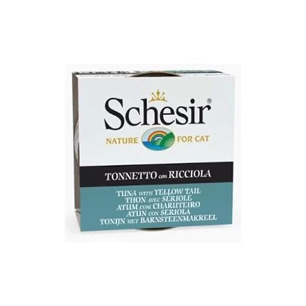 Schesir Ton Balıklı ve Sarı Kuyruk Balıklı Jöleli Konserve Yetişkin Kedi Maması 85 Gr - Image 1